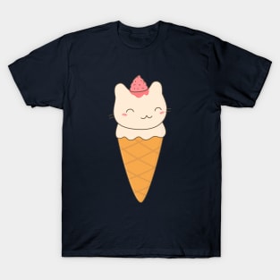 Kawaii Ice Cream Cat T-Shirt T-Shirt